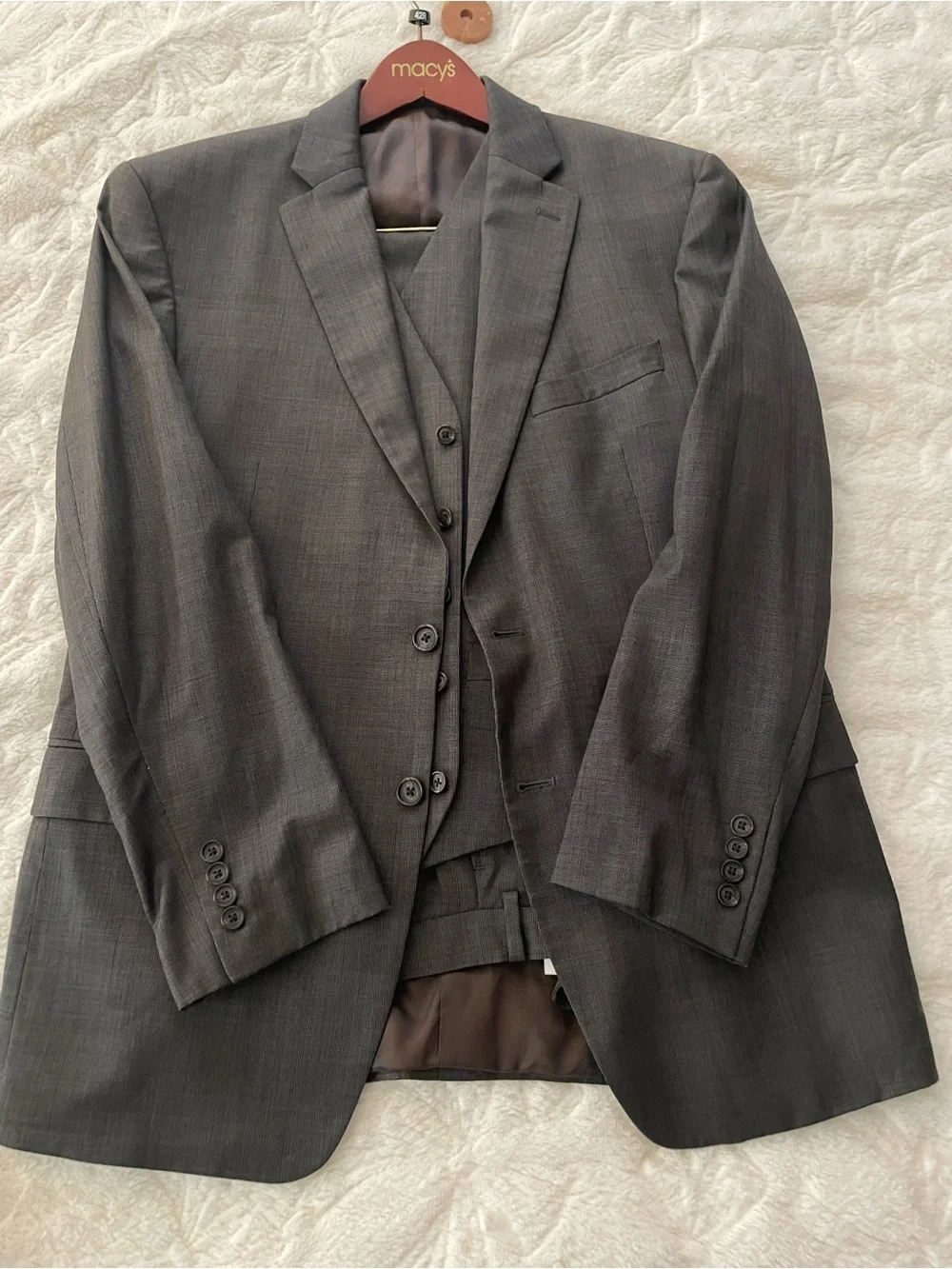 Lauren Ralph Lauren Men's Gray Three-Piece Wool Blend Suit